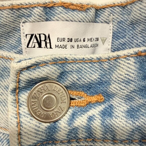 NWT Zara Distressed High Rise Wide Leg Jeans Size 6 - Picture 6 of 8